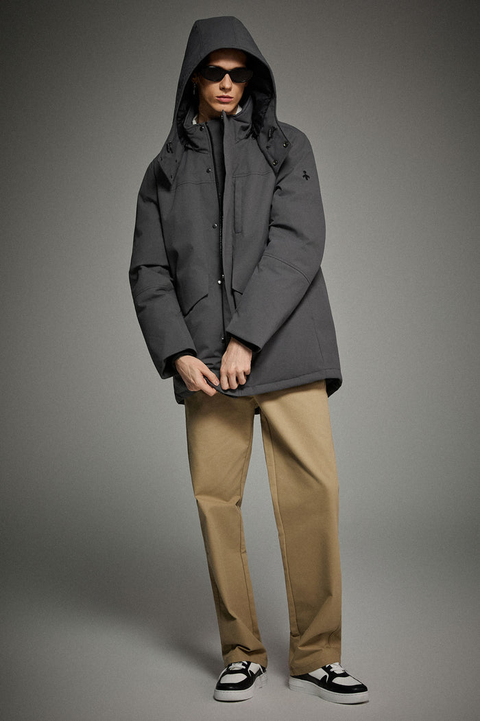 Mid-length Dual-Pocket Hooded Down Parka Jacket Orolay #color_gray