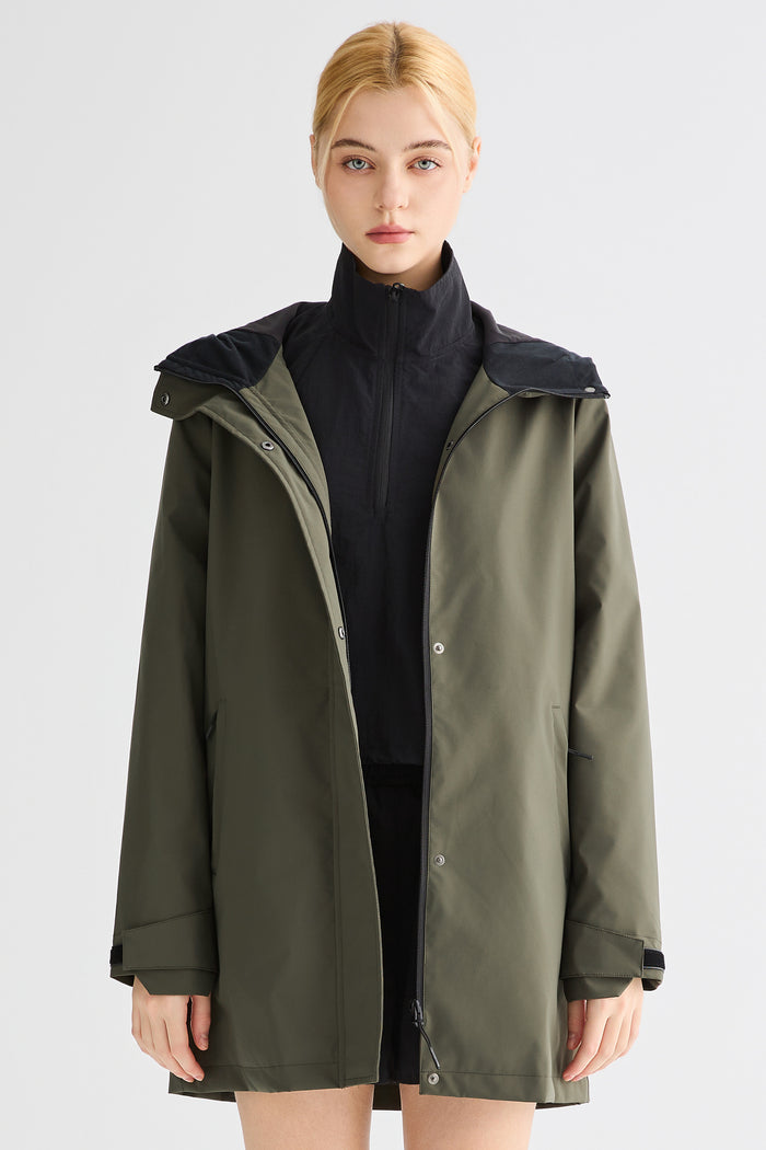 Mid-Length Waterproof Trench Jacket orolay #color_olive