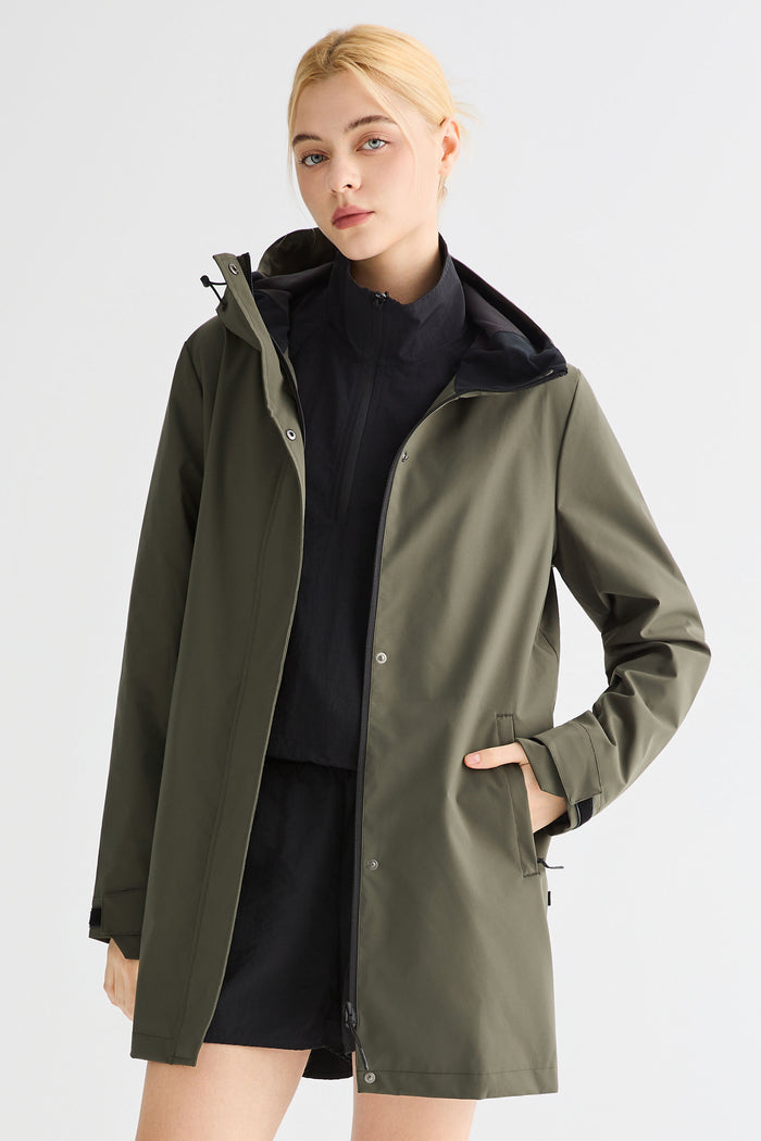 Mid-Length Waterproof Trench Jacket orolay #color_olive