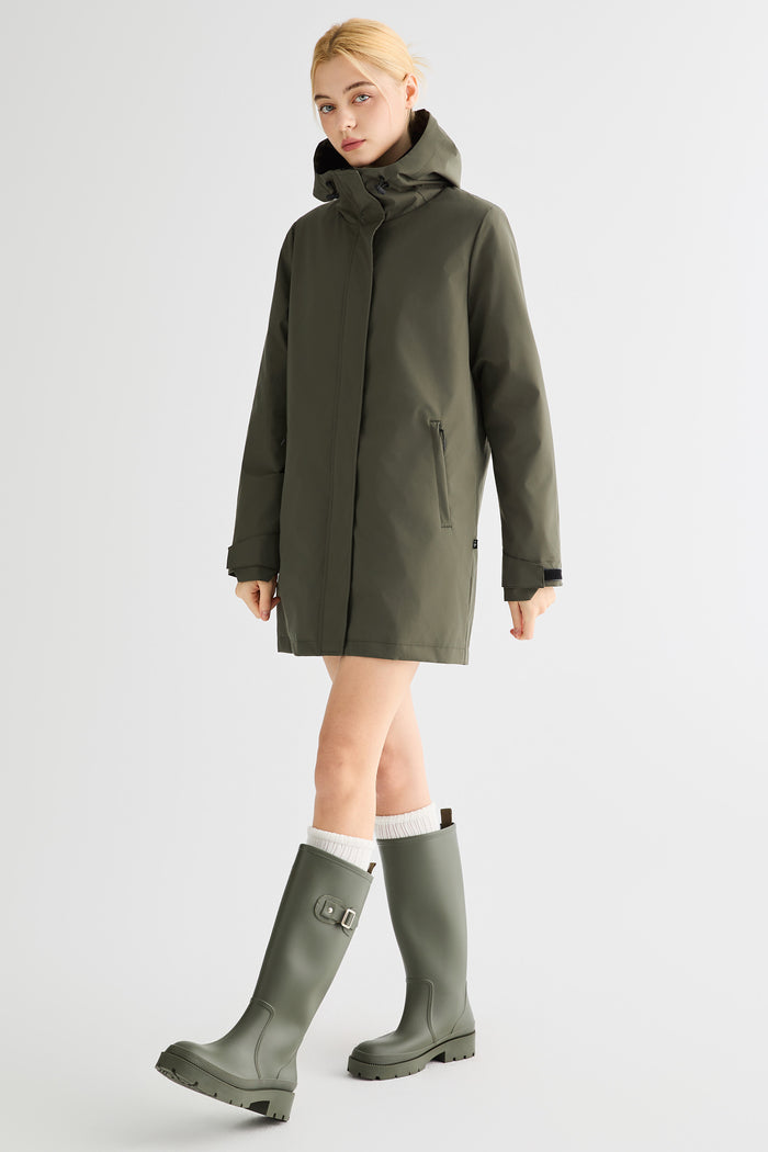 Mid-Length Waterproof Trench Jacket orolay #color_olive