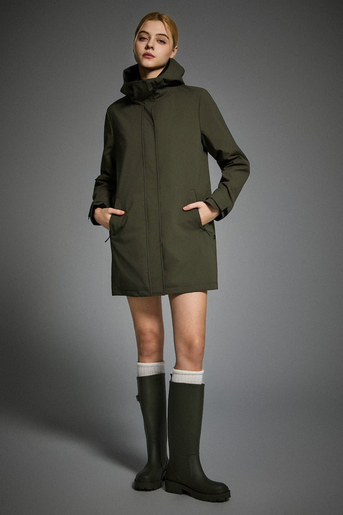 Mid-Length Waterproof Trench Jacket orolay #color_olive