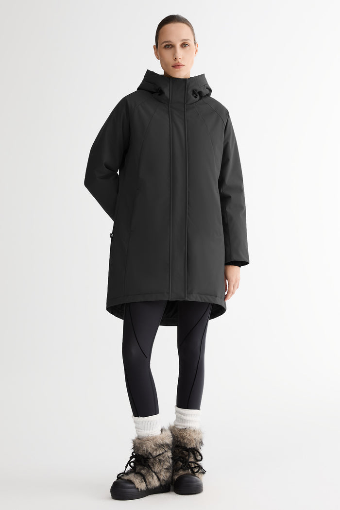 Mid-Length Windproof Parka Coat #color_black