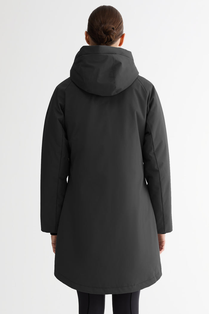 Mid-Length Windproof Parka Coat #color_black
