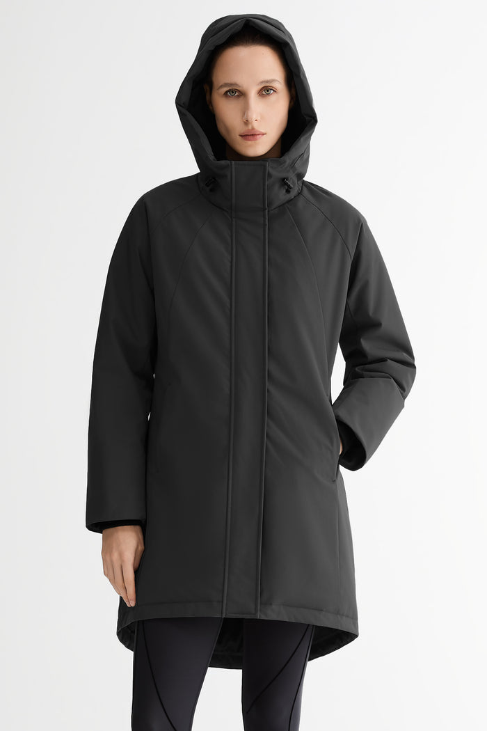 Mid-Length Windproof Parka Coat #color_black
