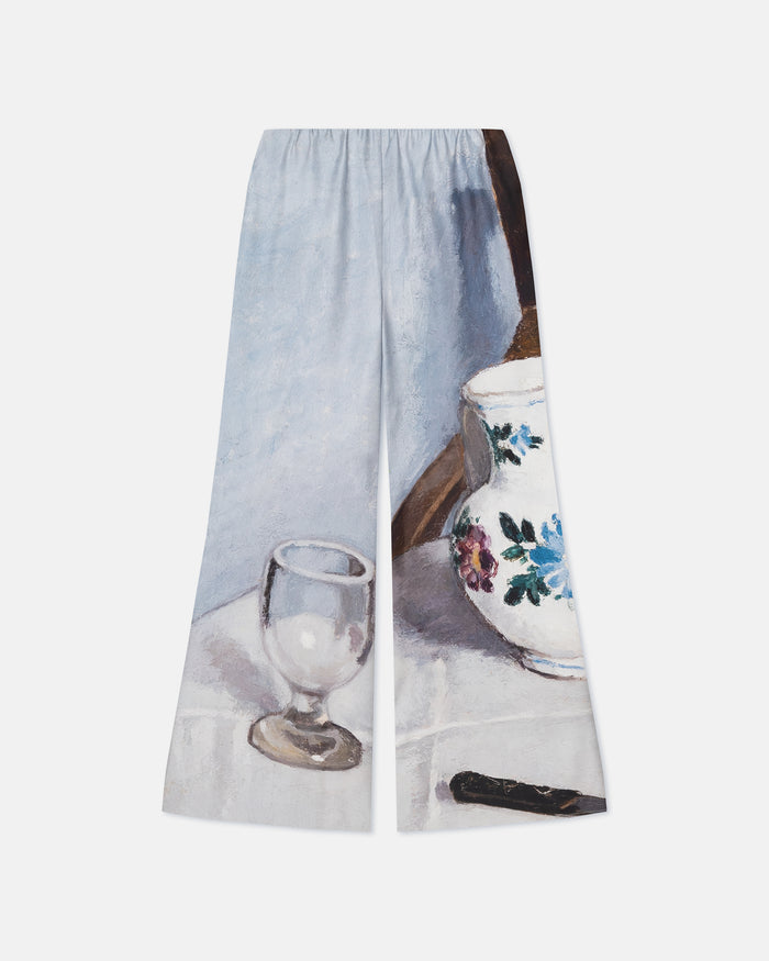 Milon - Printed Flared Silk Twill Pants - Poppyseed Cake