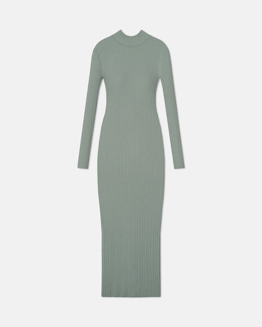 Mirell - Fine Merino Rib Long Dress - Sage