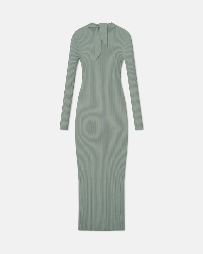 Mirell - Fine Merino Rib Long Dress - Sage