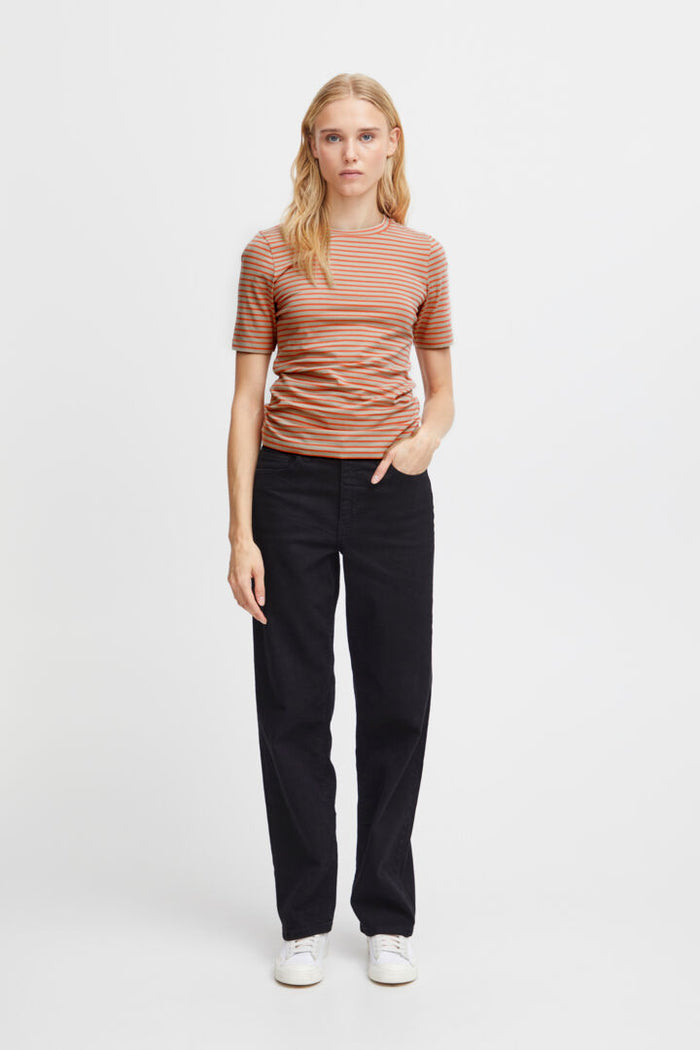 MIRYA T-SHIRT (HOT CORAL STRIPE)
