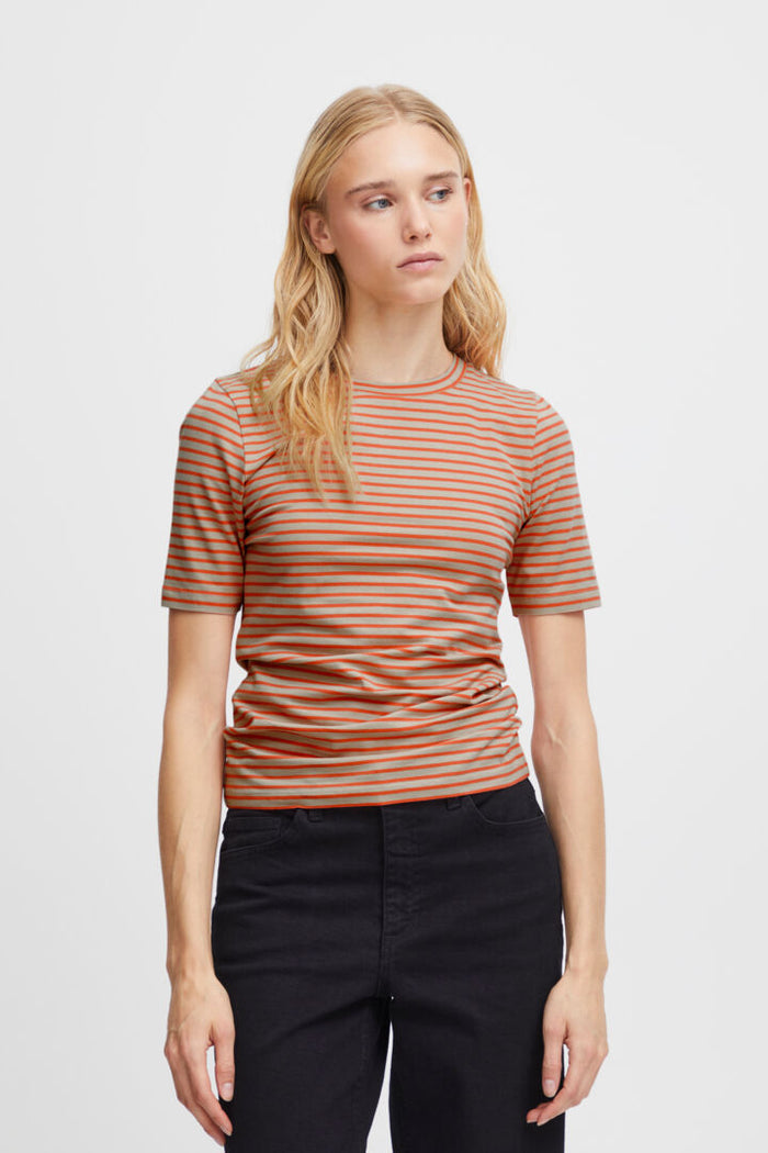 MIRYA T-SHIRT (HOT CORAL STRIPE)