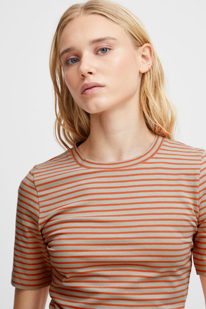 MIRYA T-SHIRT (HOT CORAL STRIPE)