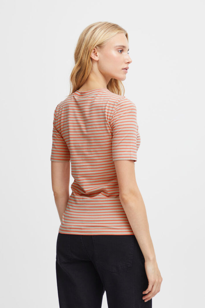 MIRYA T-SHIRT (HOT CORAL STRIPE)