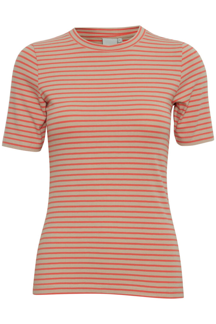 MIRYA T-SHIRT (HOT CORAL STRIPE)