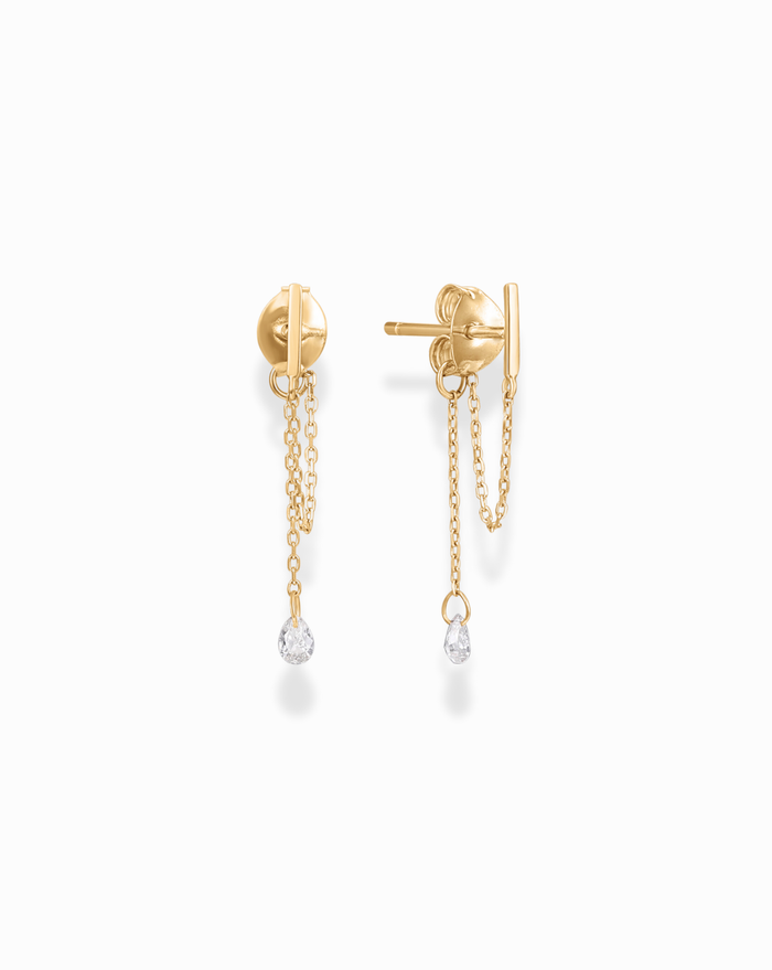 Mona Studs with Chain Hoop - Mod + Jo - Jewelry built to last, advanced plating technology