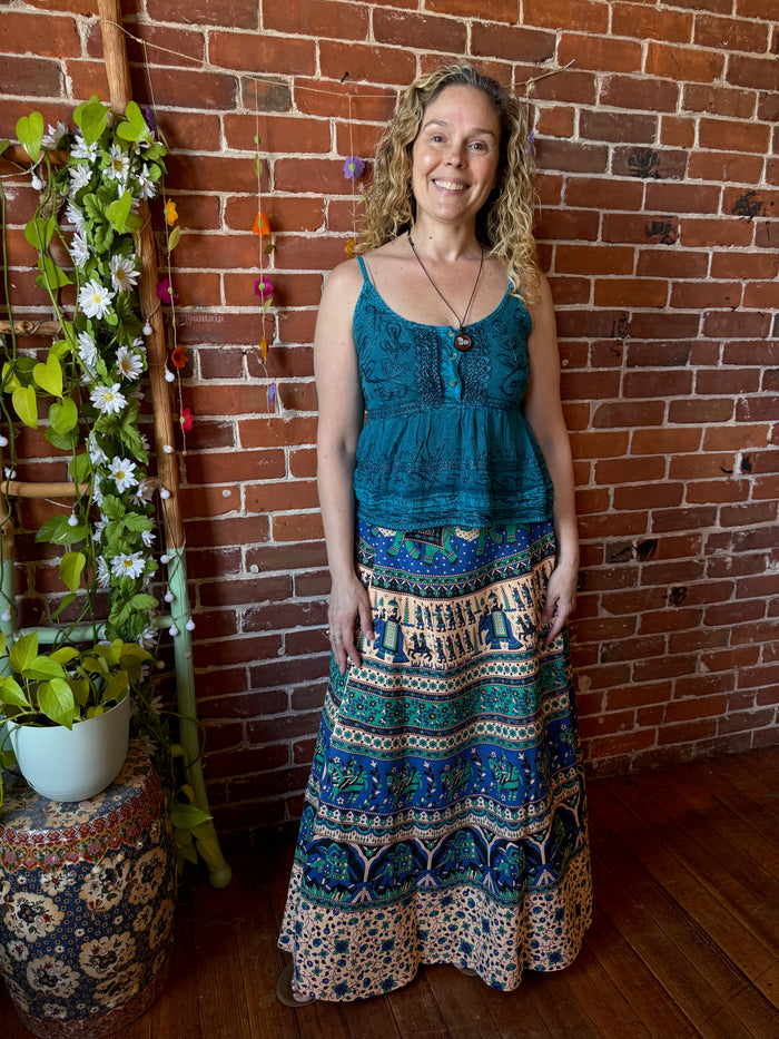 Moonlit Bazaar Cotton Wrap Skirt - Fair Trade Made