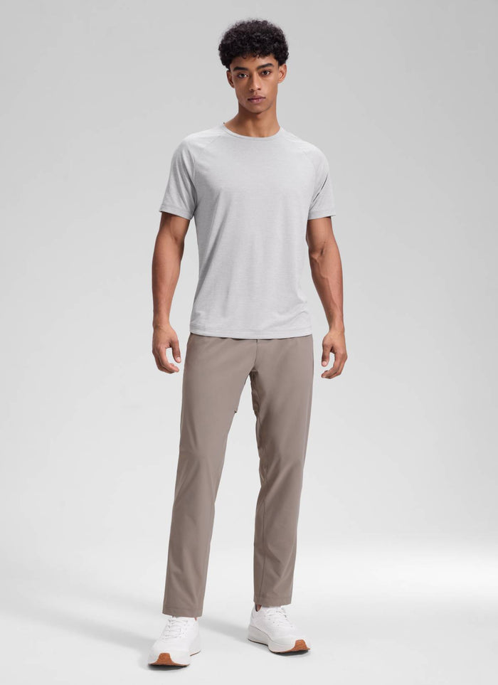 CRZ YOGA Mens Motion Workout Daily Mid Rise Drawstring Pocket Pant 30" Cliff Ash