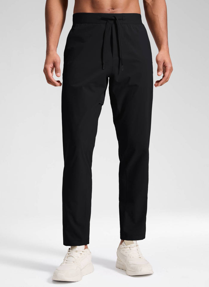CRZ YOGA Mens Motion Workout Daily Mid Rise Drawstring Pocket Pant 30" Black