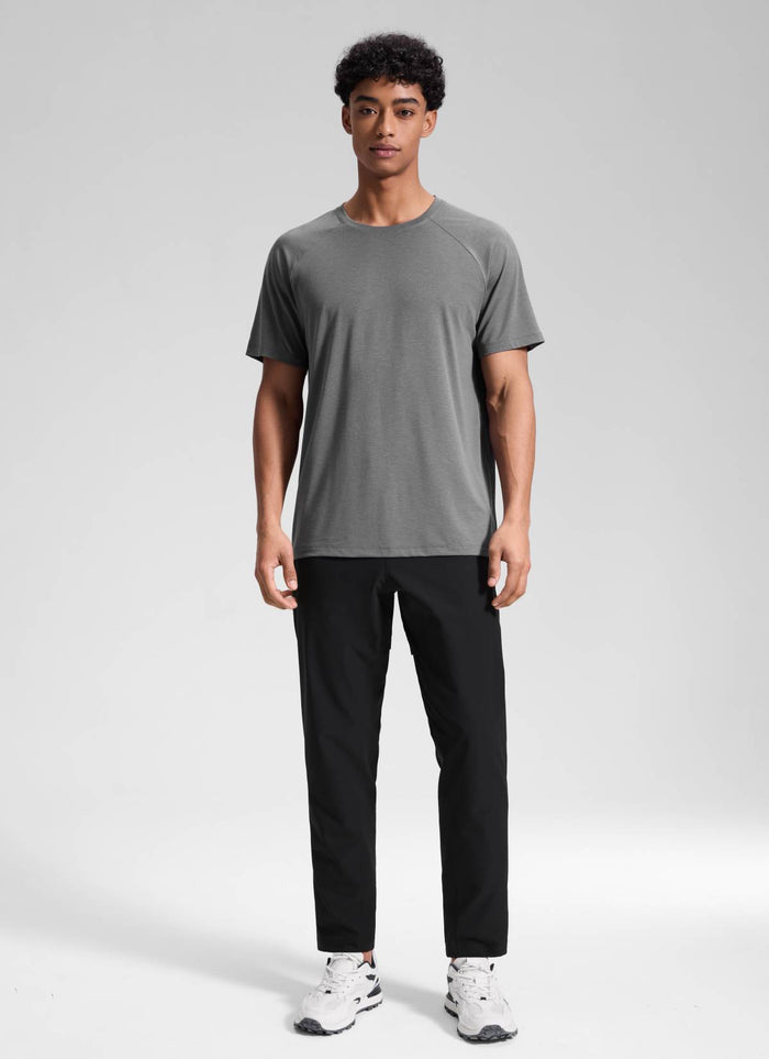CRZ YOGA Mens Motion Workout Daily Mid Rise Drawstring Pocket Pant 30" Black
