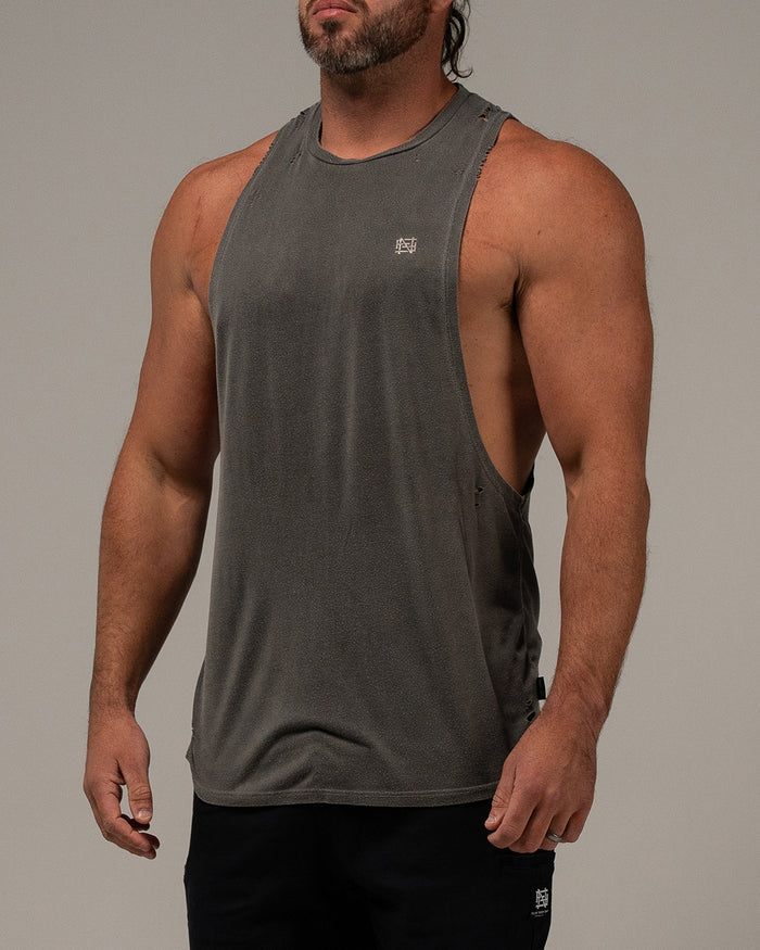 MOTO DISTRESSED BRO TANK - BLACK