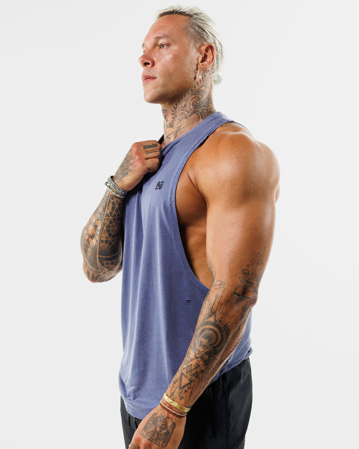 MOTO DISTRESSED BRO TANK - BLUE