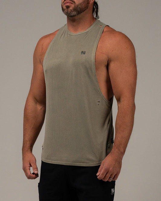 MOTO DISTRESSED BRO TANK - OLIVE