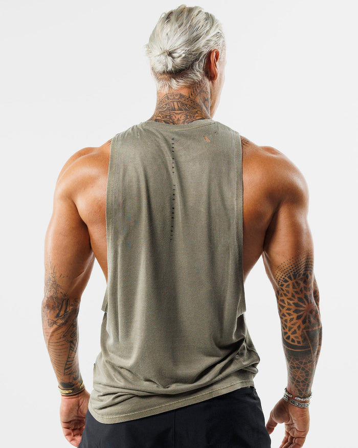 MOTO DISTRESSED BRO TANK - OLIVE