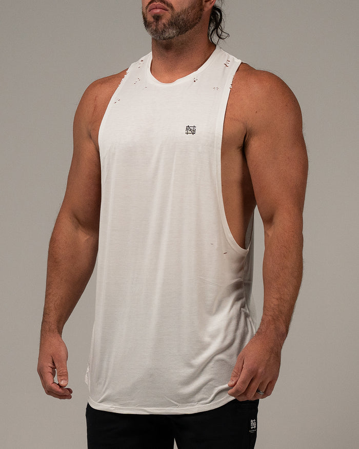 MOTO DISTRESSED BRO TANK - WHITE