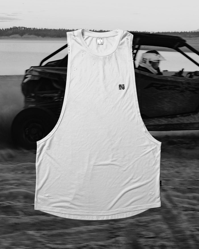 MOTO DISTRESSED BRO TANK - WHITE