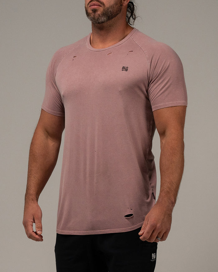 MOTO DISTRESSED TEE - MAROON