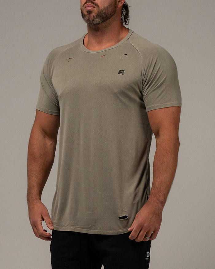 MOTO DISTRESSED TEE - OLIVE