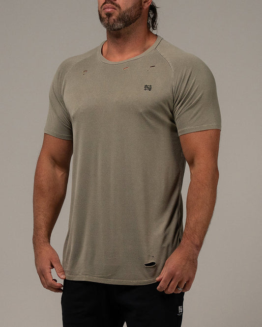 MOTO DISTRESSED TEE - OLIVE