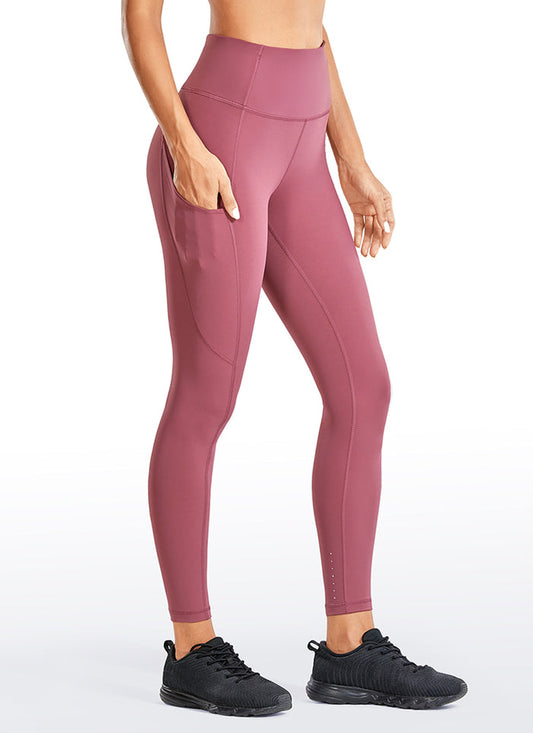 CRZ YOGA Women's Yoga Train High Rise Nakedfeel Pocket Leggings 25'' Misty Merlot