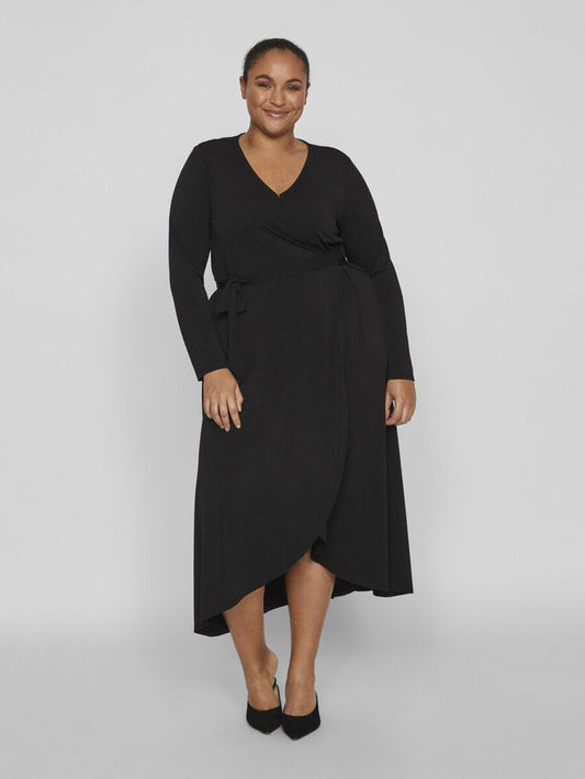 NANCY MIDI WRAP DRESS (BLACK)