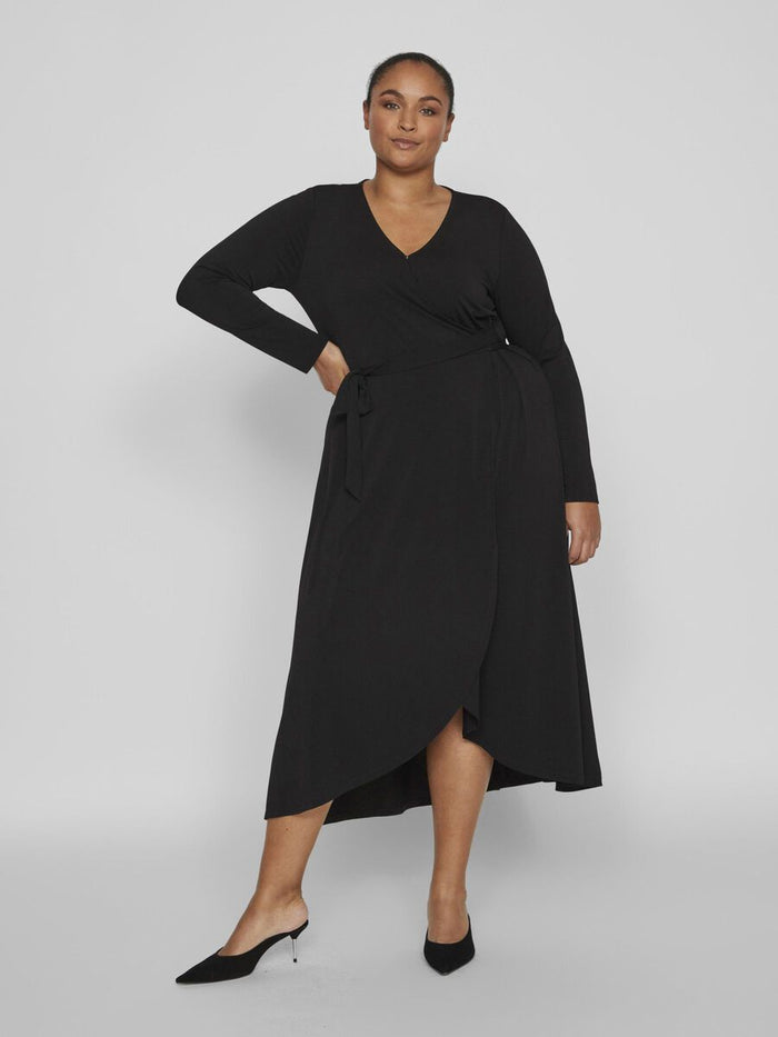 NANCY MIDI WRAP DRESS (BLACK)