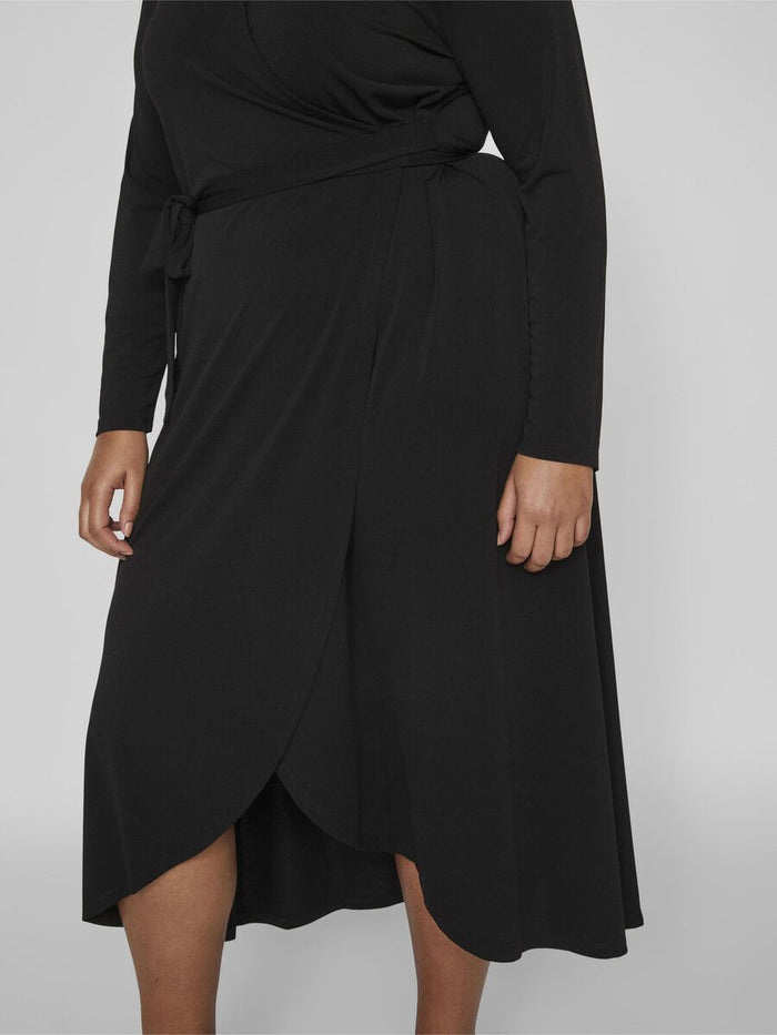 NANCY MIDI WRAP DRESS (BLACK)