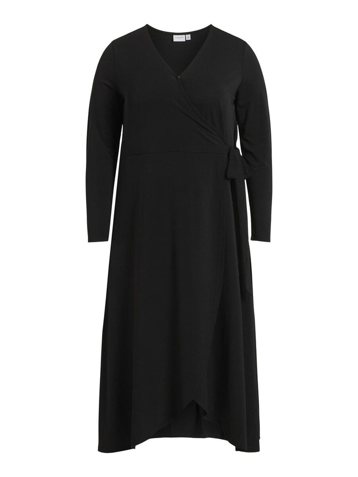 NANCY MIDI WRAP DRESS (BLACK)