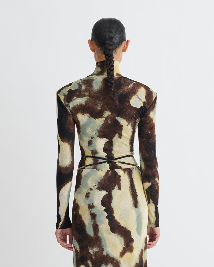 Nayeli - Mesh Jersey Long Sleeved Top - Watercolor Sage