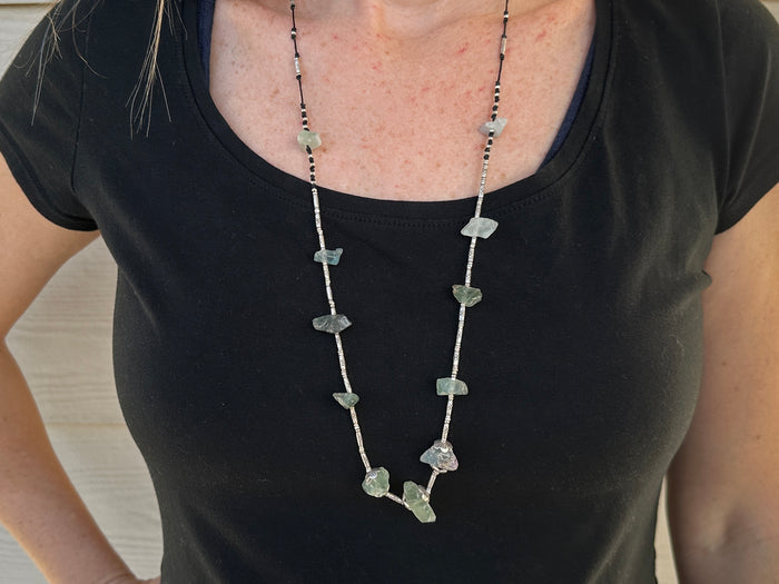 Necklace - 29" Amethyst & Silver