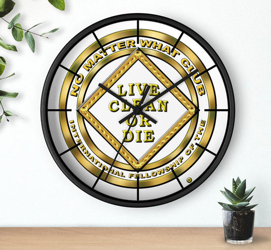NO MATTER WHAT " GOLD" WALL CLOCK