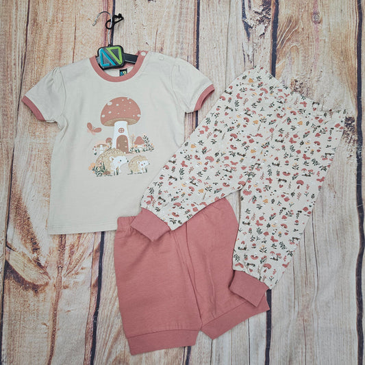 NORUK 3 PC PAJAMAS PORCUPINE/MUSHROOMS S26P54