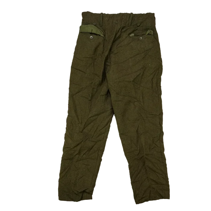 Norwegian Army Olive Wool Trousers - Large - Norwegian Army Surplus - Dress Trousers