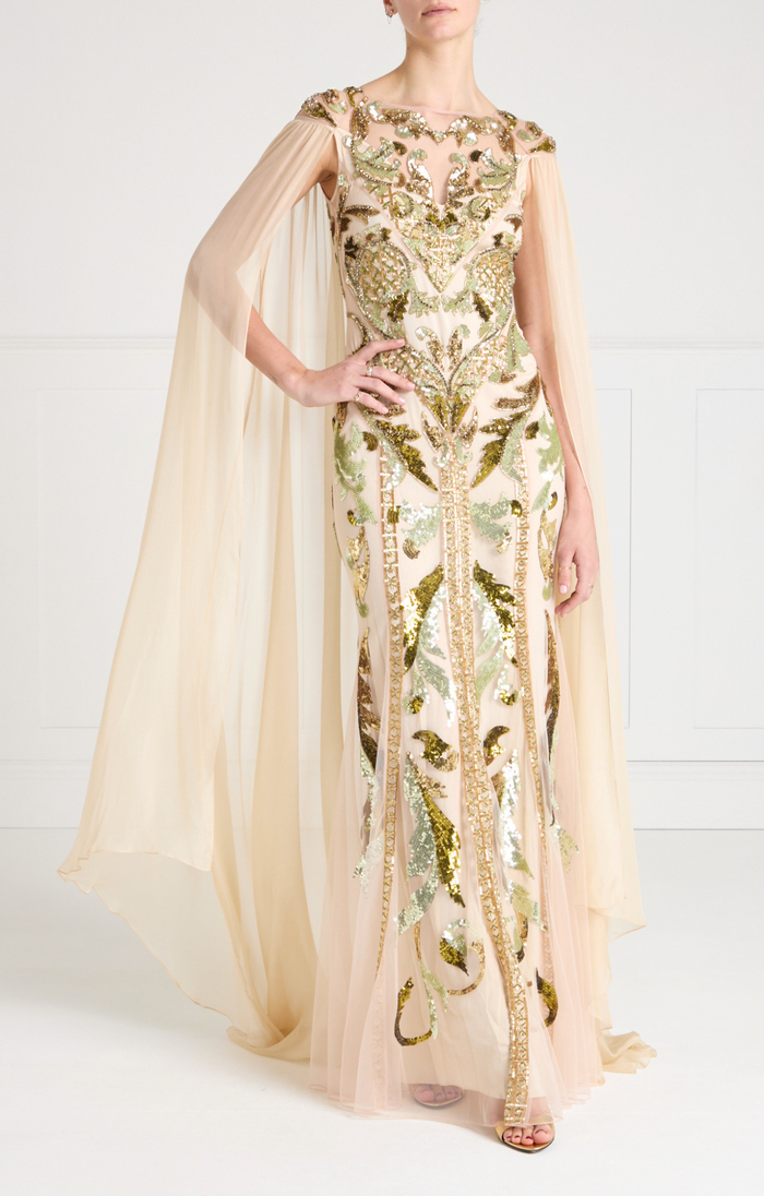 Novella Cape Gown - Gold