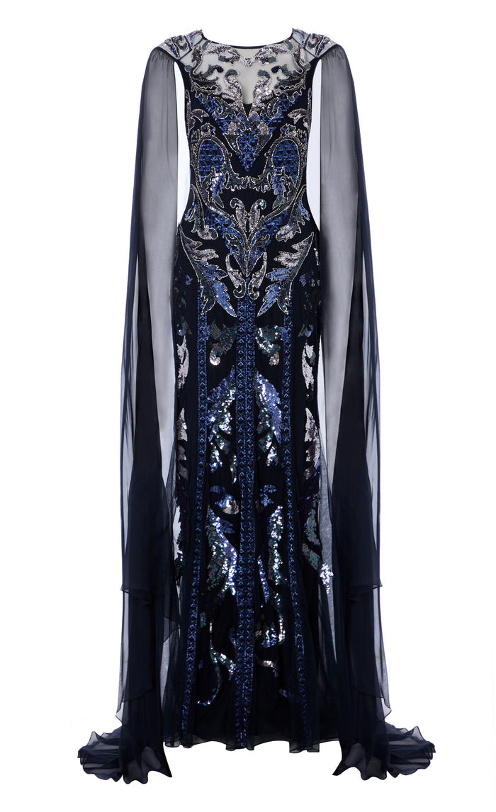 Novella Cape Gown - Midnight