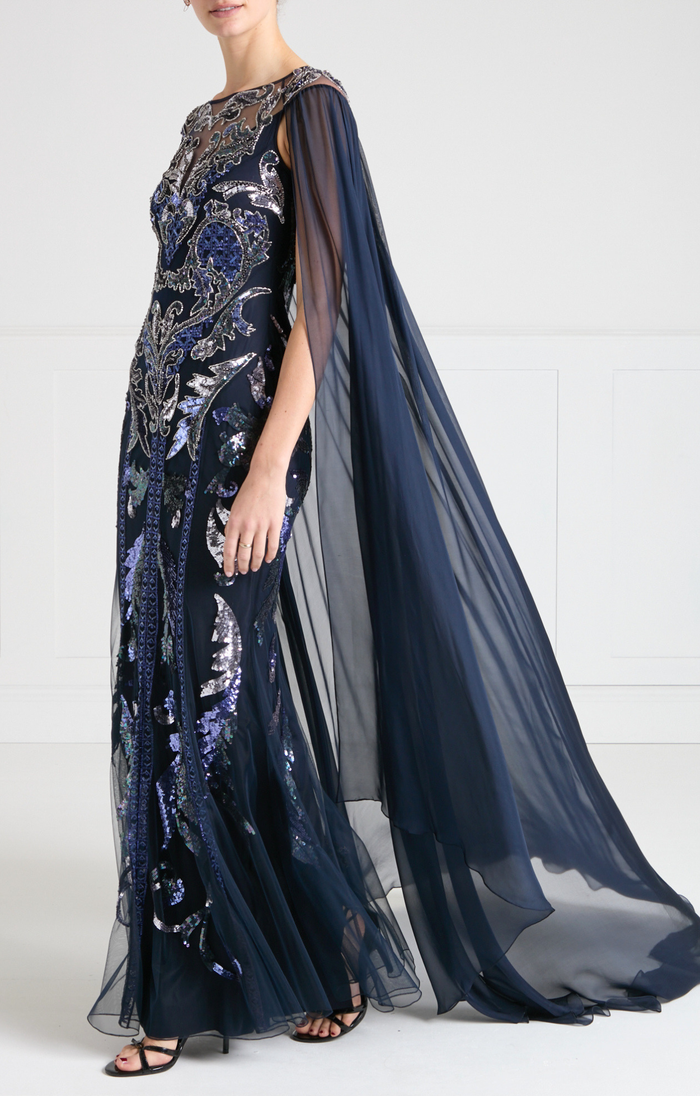 Novella Cape Gown - Midnight