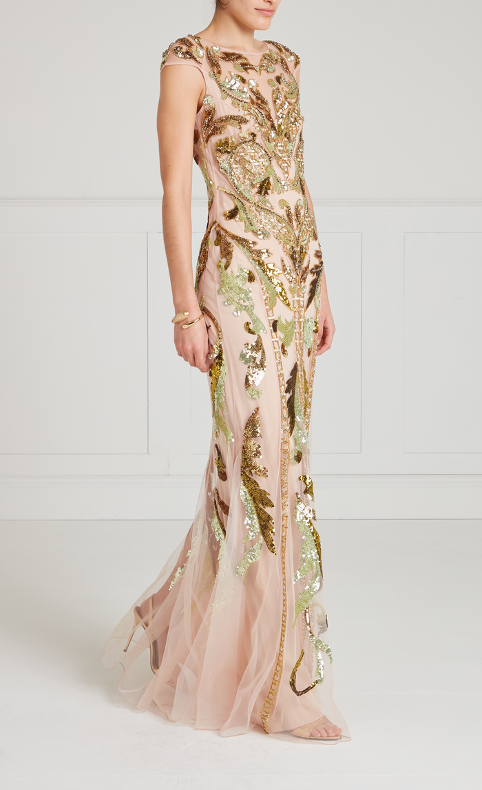 Novella Embellished Gown - Gold