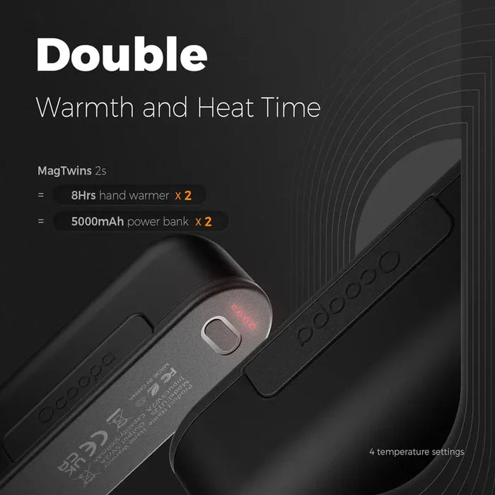 Heat discharge infographic for Ocoopa UT2s rechargeable hand warmers