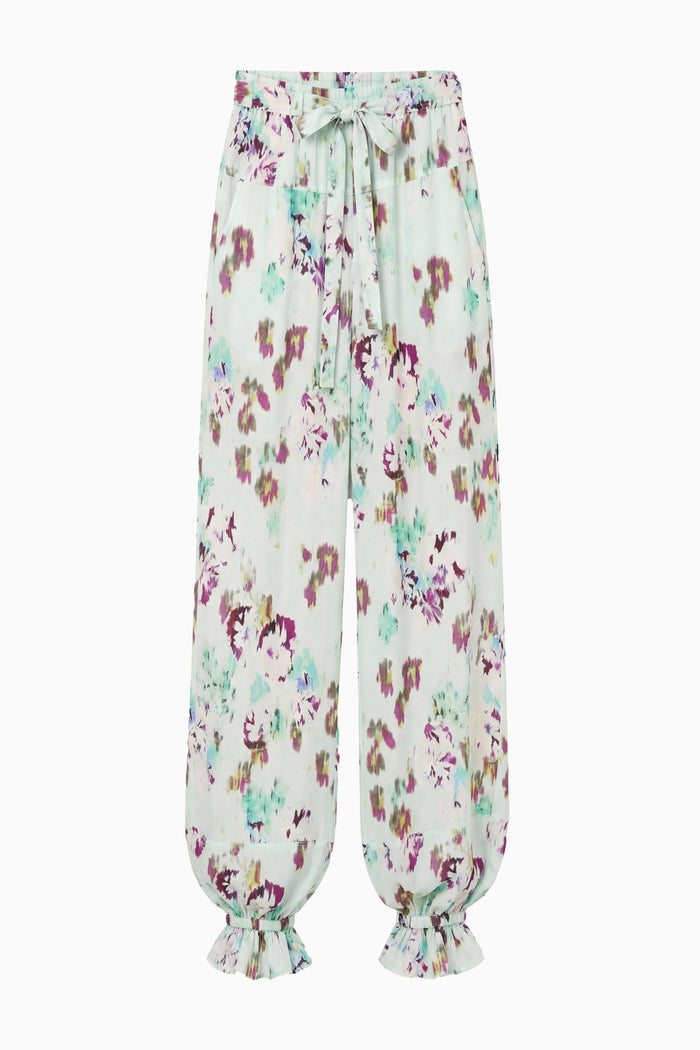 Oasis Ikat Floral Silk Cinched Pant - Flat Lay, Luxury Designer Trousers | Ulla Johnson