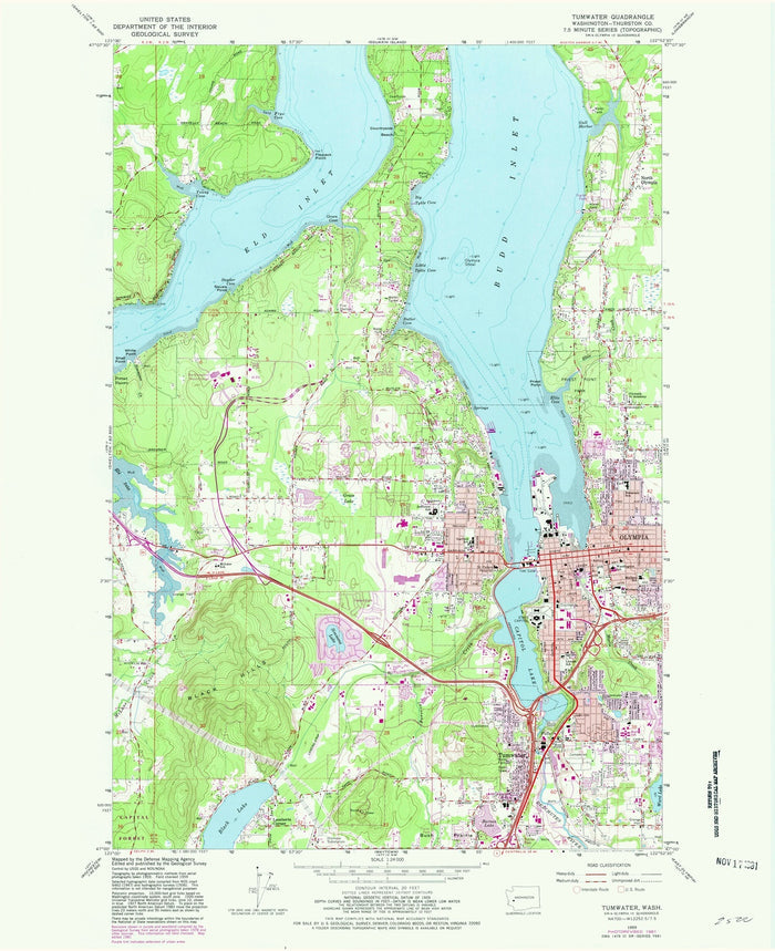 Old Map of Olympia, Washington by USGS, 1959 – Tumwater, Budd Inlet & Capitol Lake