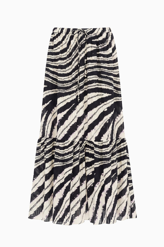 Olina Cotton Midi Skirt - Shibori Wave
