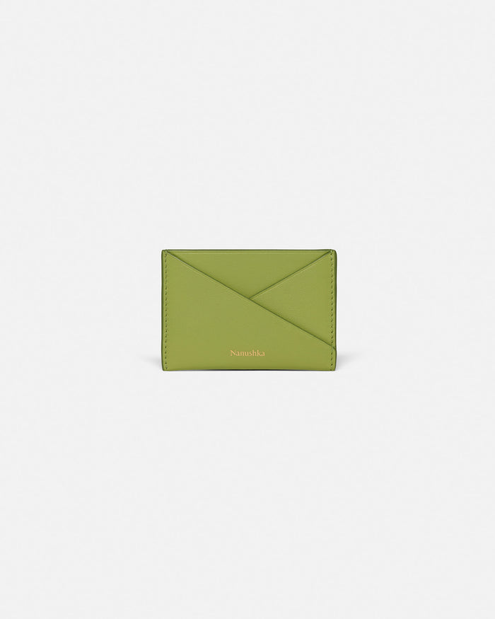 Origami - Leather cardholder - Lime/Moonbeam