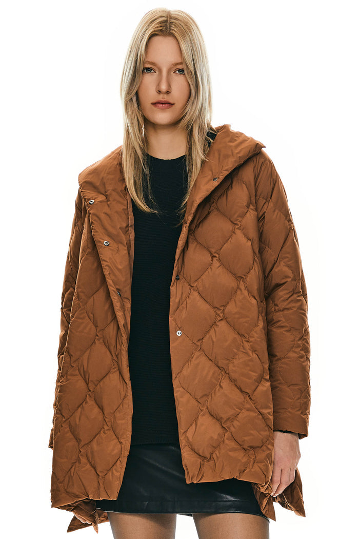 Orolay Oversized Quilted Puffer Jacket Lightweight with Pockets #color_coffee